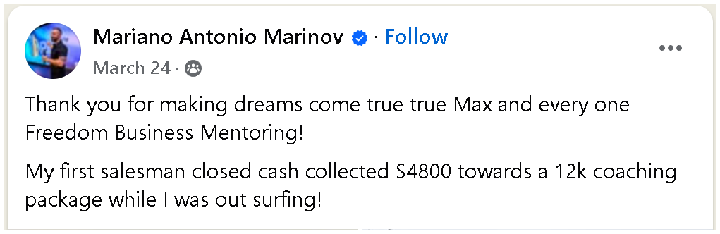 Closed a $12k coaching package