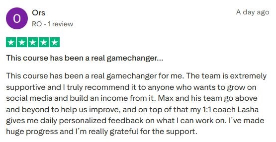 Grateful for coaching support, progress on social media, and income-building