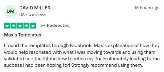 Using templates to refine goals and achieve success; recommends program