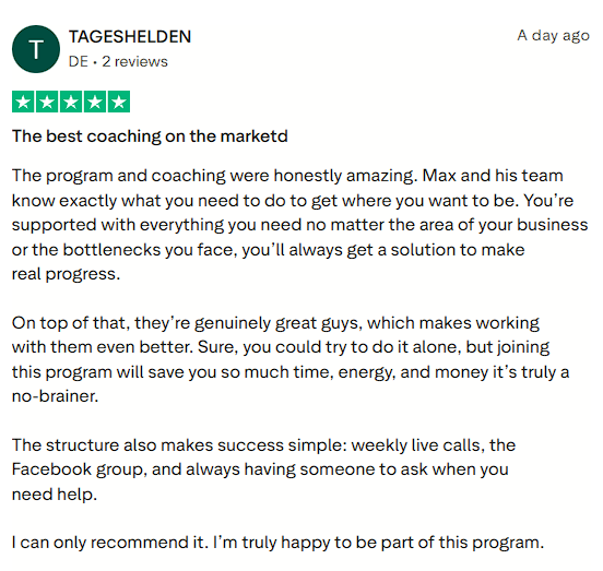 Amazing coaching, clear structure, and solutions for every challenge.