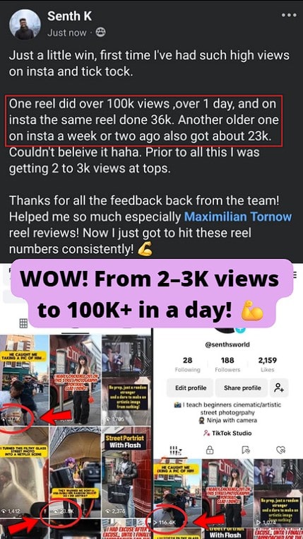 Jumped from 2–3K to 100K+ views