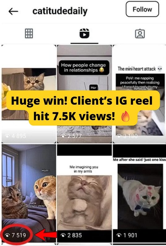 IG reel got 7.5k views