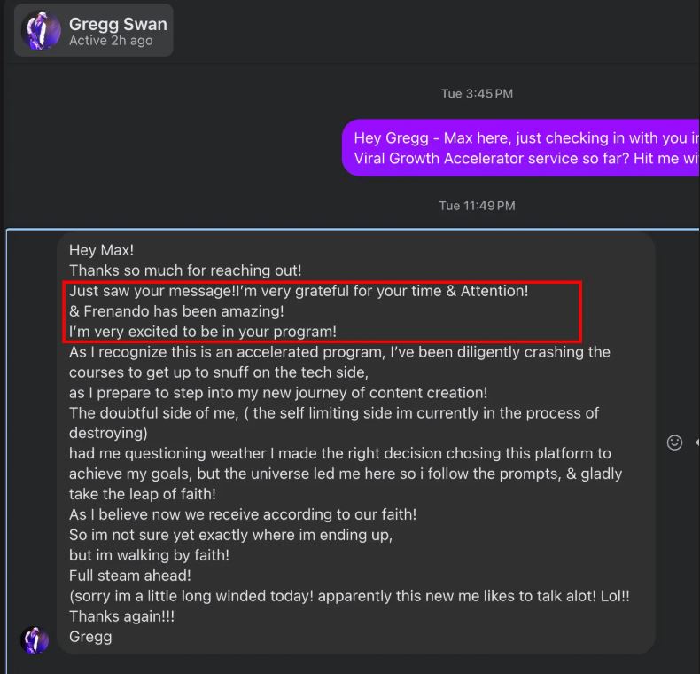 He is excited to be in the program