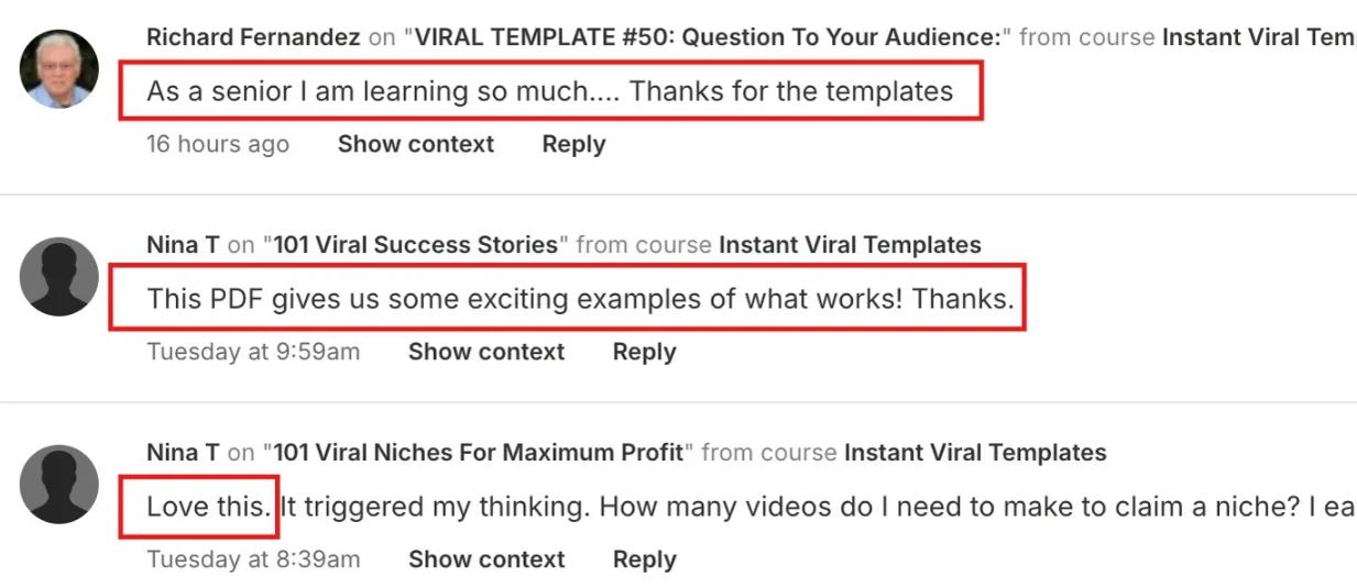 Grateful learners gaining insights and inspiration from templates and examples in the PDF.