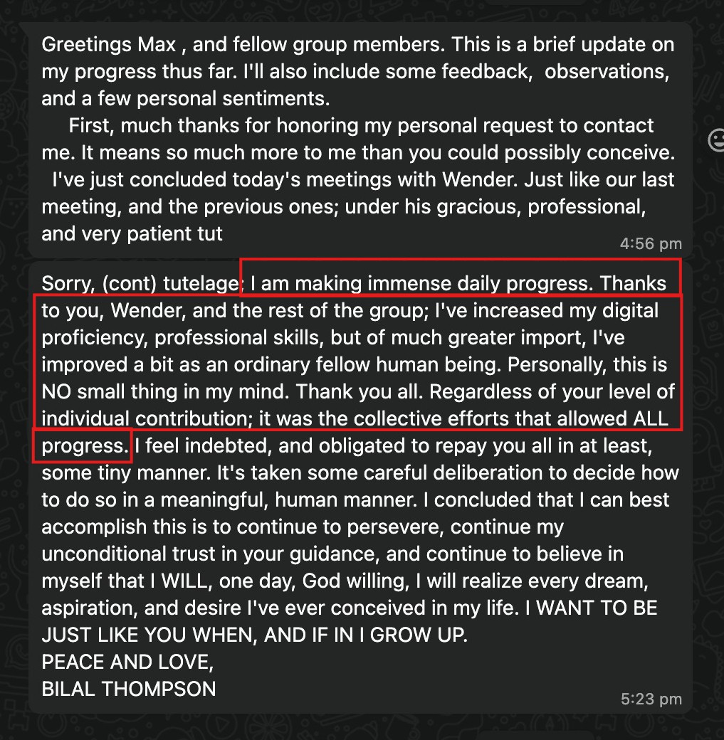 Grateful for mentorship and steady progress.