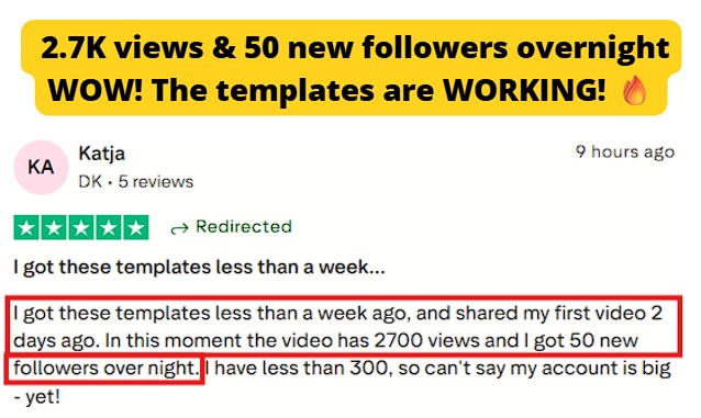 Gained 50 new followers and 2.7K views shortly after using the templates.