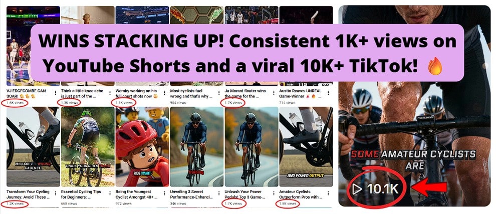Getting consistent 1K+ YT Shorts views; TikTok video hit 10K+.