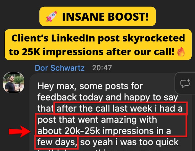 Gained 25K LinkedIn impressions after applying feedback.