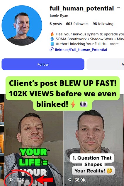 Suggested content has reached 102K views on Instagram.