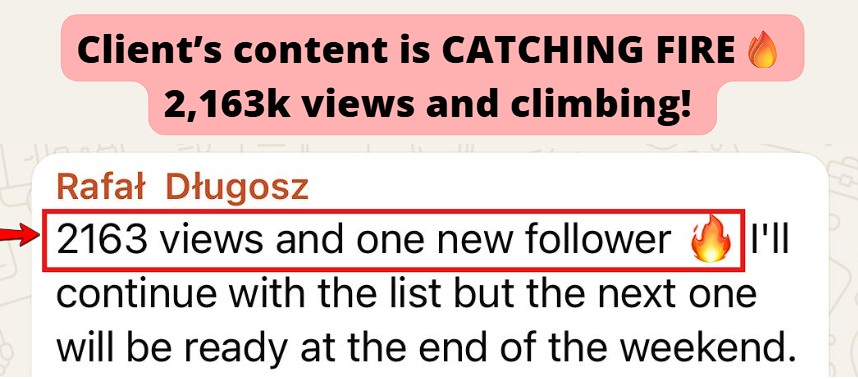 Client used our content idea and pulled in 2K+ views on his second post.