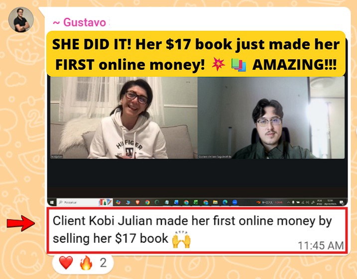 Made her first online income selling her $17 book.