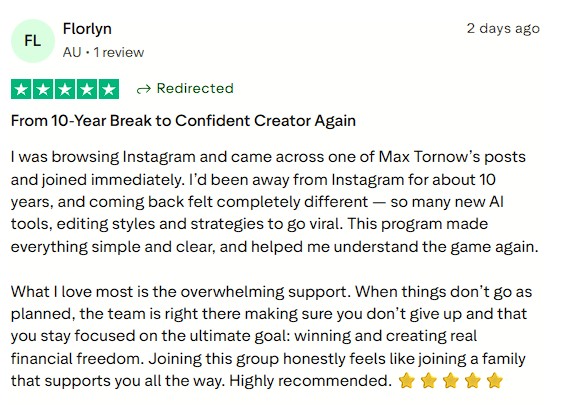 A 10-year break led to a confident comeback with Max's supportive, freedom-focused program.