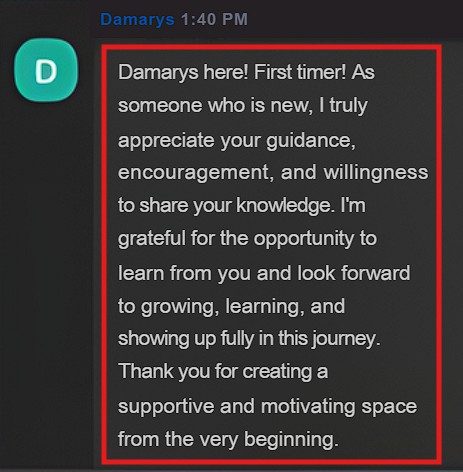 Beginner expresses deep gratitude for the guidance, encouragement, and knowledge-sharing.