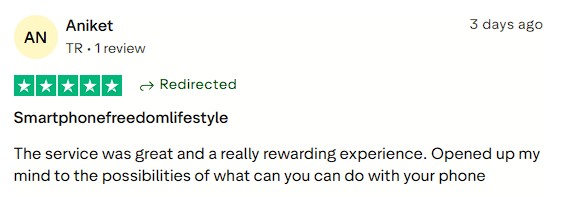 Praises the service for being rewarding and eye-opening to a phone's potential.