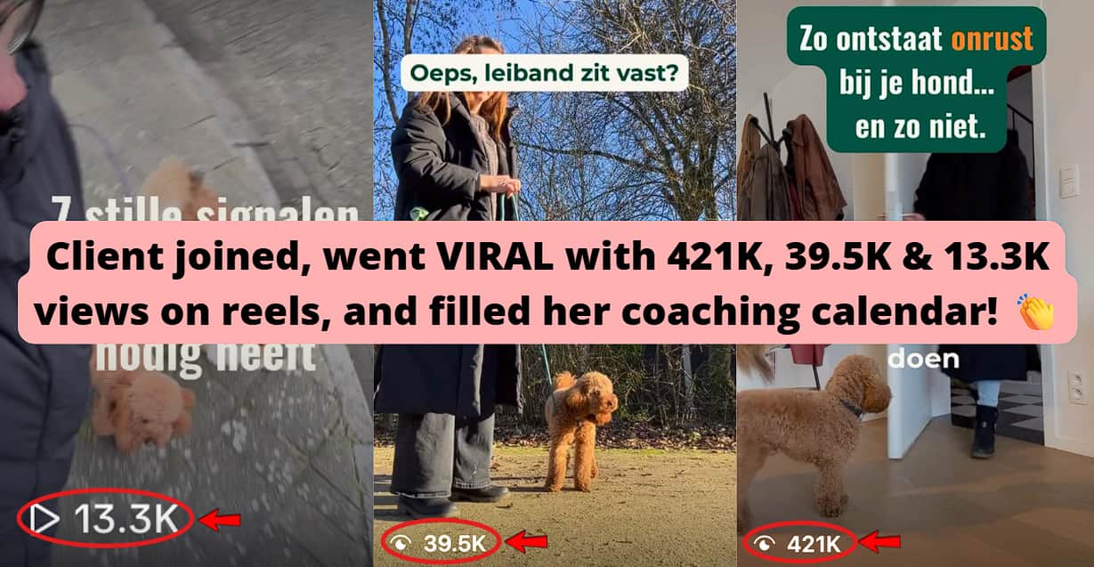 Within three weeks of joining, client's calendar was booked for two months after reels went viral, hitting 421K, 39.5K, and 13.3K views.