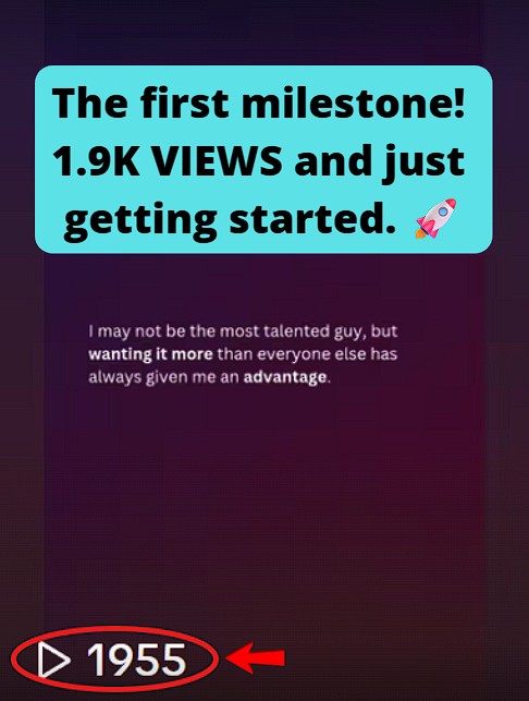 A beginner achieved his first 1.9k views on TikTok.