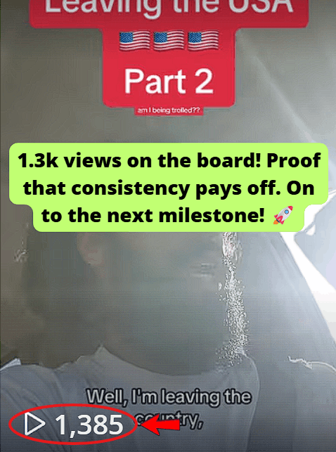 Reached 1.3k views on TikTok