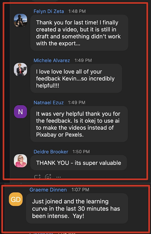 Multiple client express gratitude for helpful coaching feedback.