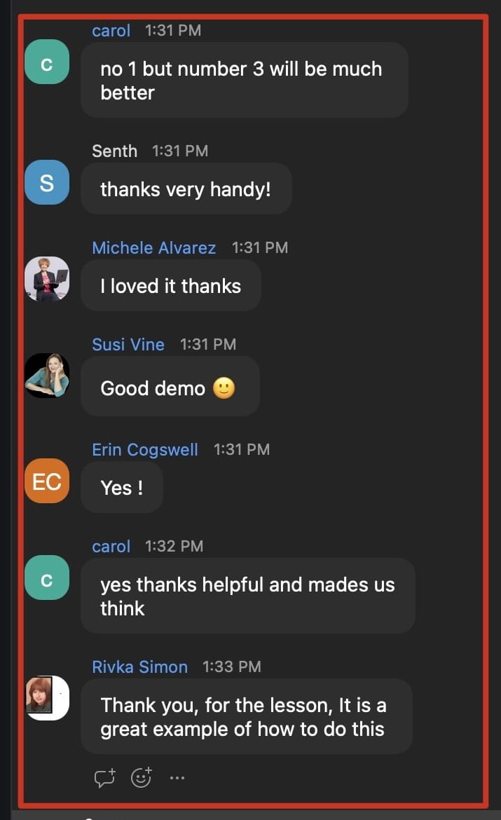Express appreciation for a helpful lesson or demo.