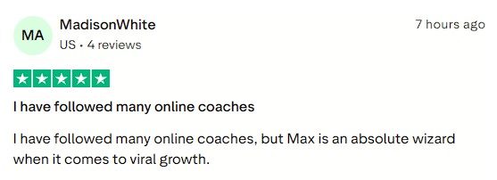 Praises Max as a standout expert and "wizard" when it comes to achieving viral growth.