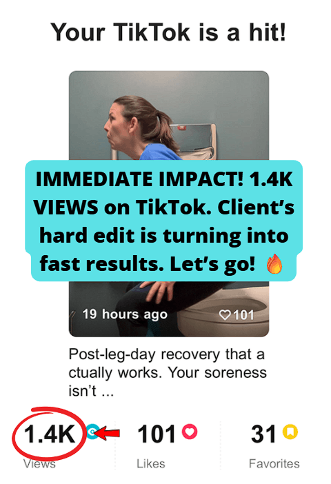 Successfully edited a long video down and posted it on TikTok, gaining 1.4k views.