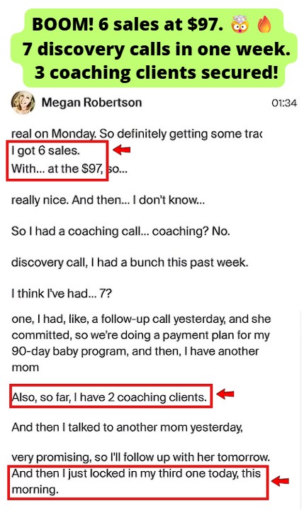 Smartphone_Freedom_Lifestyle_Review_788 Sold 6 low-ticket offers at $97 each and secured her first 3 coaching clients.
