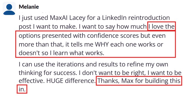 Smartphone_Freedom_Lifestyle_Review_906 Used the MaxAI for a LinkedIn post and loves how it works.