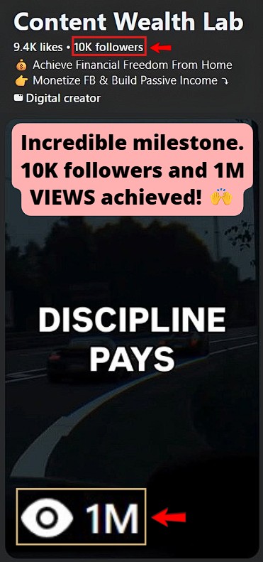 FB Reel generated 1M views and hit 10K followers on his FB page.