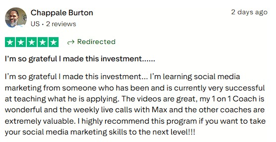 Values the expert mentorship, 1:1 coaching, and live support.