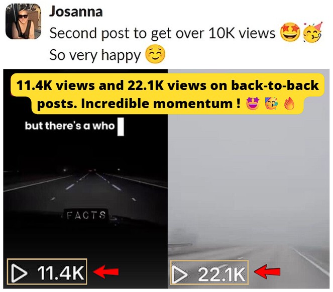 TikTok videos generated 11.4K and 22.1k views.