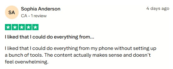 Smartphone_Freedom_Lifestyle_Review_930 Able to run everything from her phone with simple tools and clear, non‑overwhelming content.