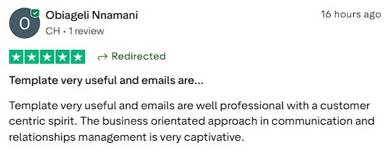 Appreciates the useful templates and customer‑centric, business‑oriented communication approach.