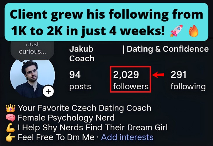 Grew following from 1k followers to 2k in a matter of 4 weeks!
