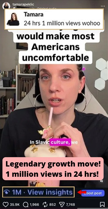 IG reel generated 1M views in just 24 hours.