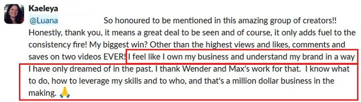 Achieved record engagement and gained powerful brand clarity through the program, building her million-dollar vision with confidence.