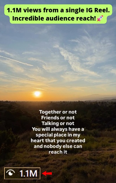 IG Reel generated 1.1M views.