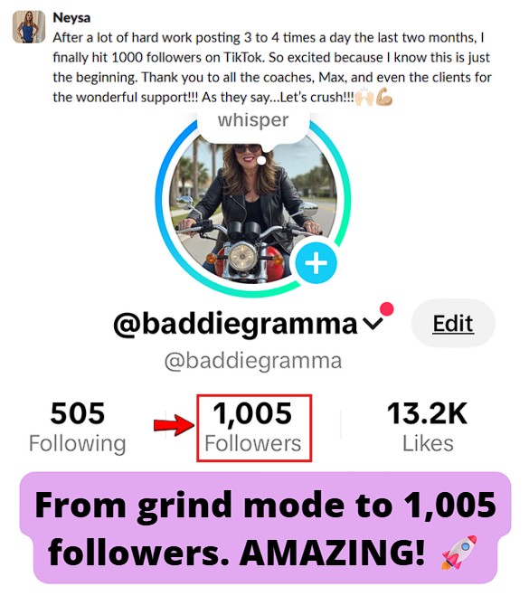 Gained 1,000 TikTok followers for the first time.