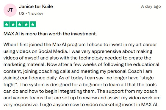 Gained daily confidence and overcame stage fright through coaching and support.