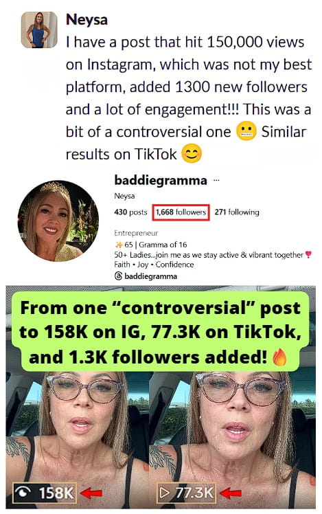 Smartphone_Freedom_Lifestyle_Review_1171 Generated 77.3k views on TikTok and 158k views on IG from a single post, adding 1.3k new followers.