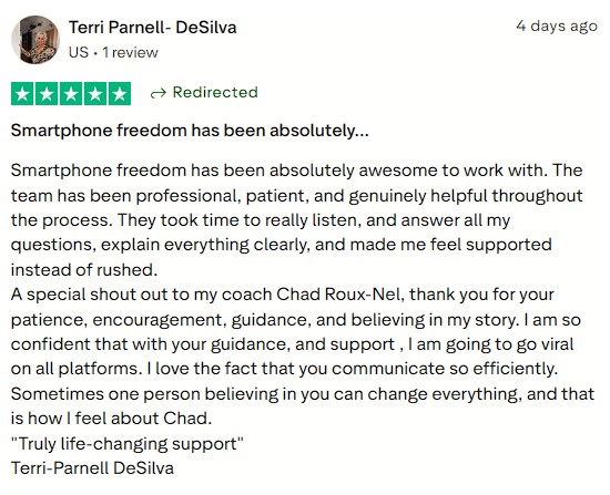 Smartphone_Freedom_Lifestyle_Review_1191 Felt supported, encouraged, and believed in through coaching,