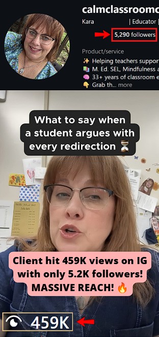 Client hit 459K views on IG with just 5.2K followers