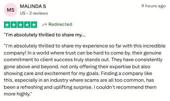 Expressed strong satisfaction and relief after finding a trustworthy company in an industry where scams are common