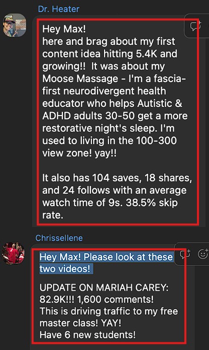 Clients shared multiple wins from the live call