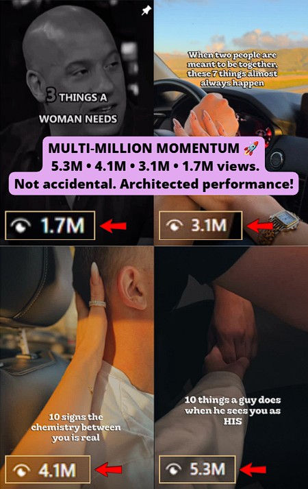 Smartphone_Freedom_Lifestyle_Review_1313 Client stacked multiple viral relationship reels generating 1.7M–5.3M views, driving massive reach across her recent content.