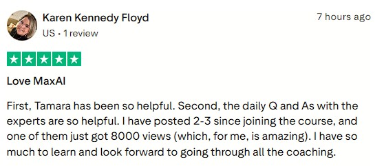 Shared that the coaching, support, and Q&A structure helped the client gain traction quickly with their content.