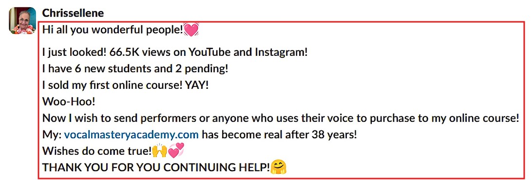 Client hit 66.5K views, enrolled 6 students, and made her first online course sale