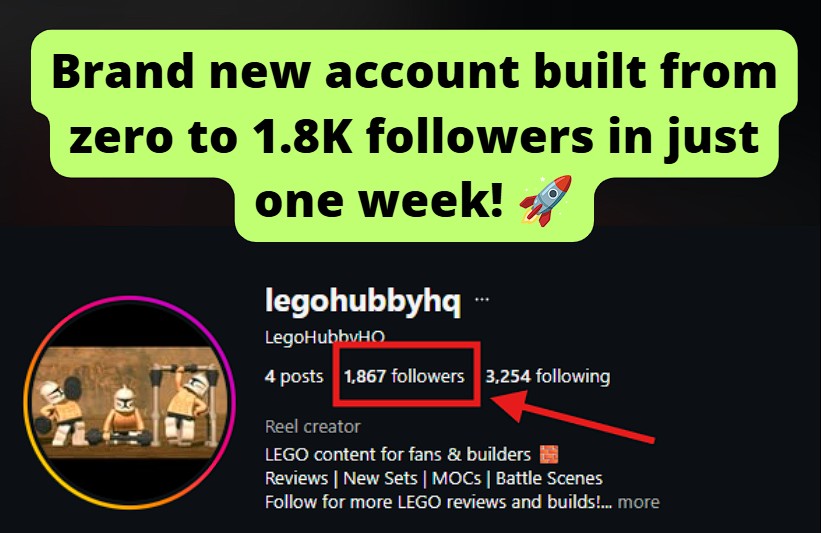 created a brand-new account and hit 1.8k followers in just one week