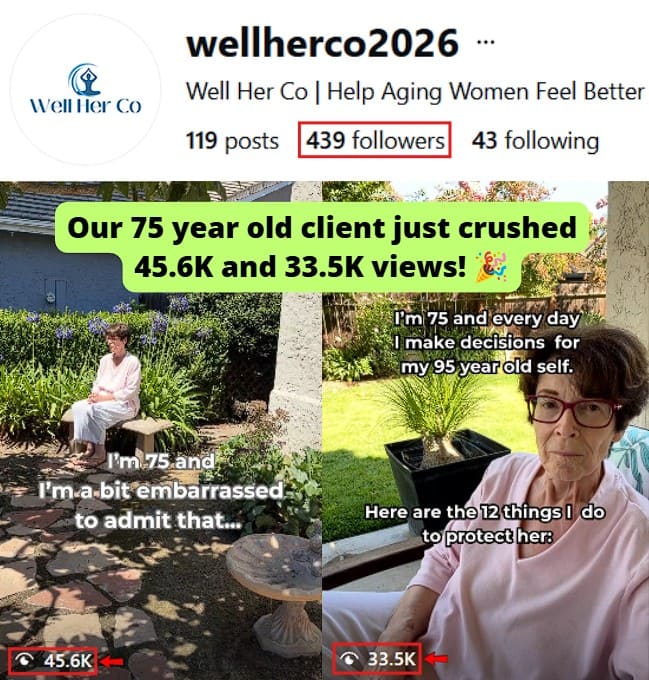 Smartphone_Freedom_Lifestyle_Review_1461 75 year old client went from under 100 views to 45.6K and 33.5K views on two Reels with only 439 followers